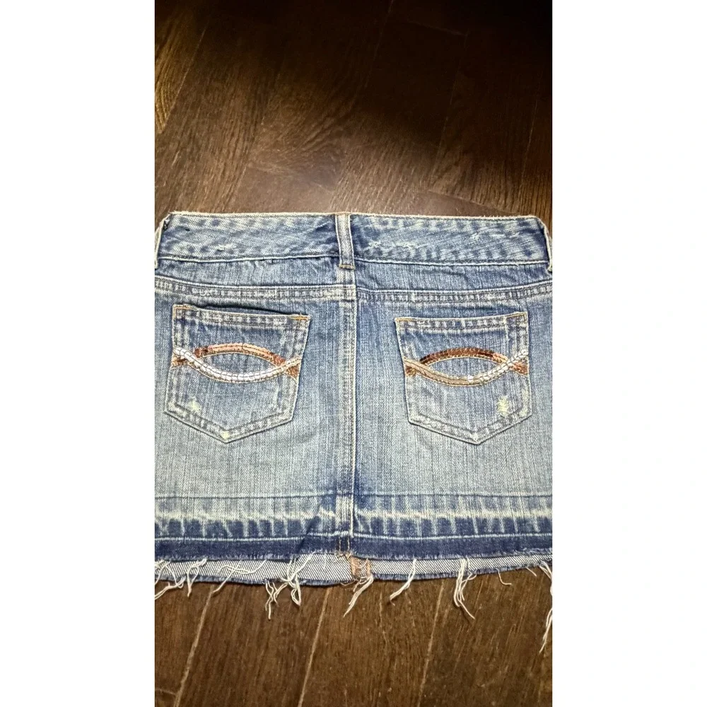Vintage Abercrombie Girls Size 10 Distressed Jean Skirt Bling